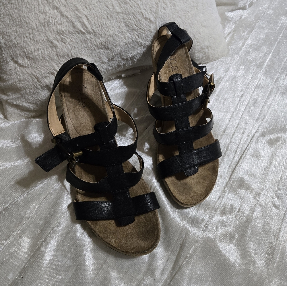Black Strappy Sandals By ANA Size 7 1/2 EUC!! Worn Once!